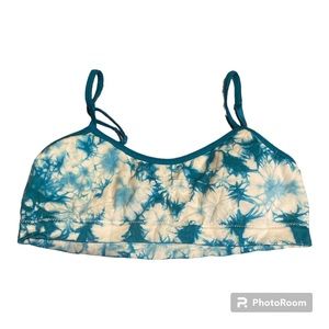 NWOT Hanes Teal Tie Dye Girls Sports Bra Size Medium